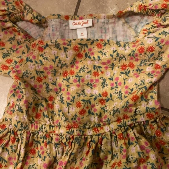 Cat & Jack Orange Red Puff Sleeve Sundress - Picture 4 of 6